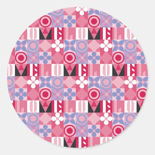 レトロ幾何プリントパターン ラウンドシール (正面)