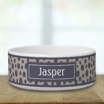 レトロ幾何プリントペットボウル