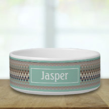 レトロ幾何プリントペットボウル