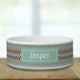 レトロ幾何プリントペットボウル ボウル