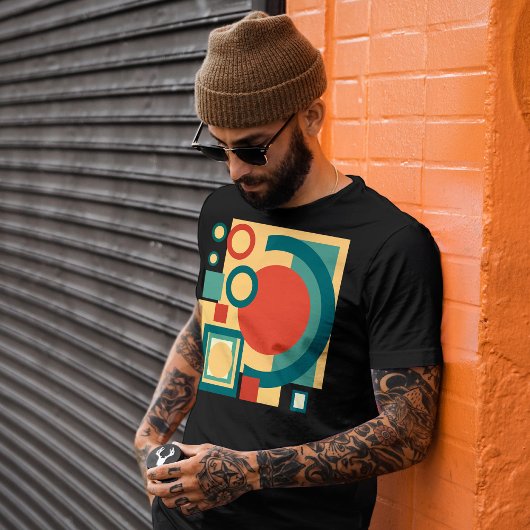 レトロ幾何リソグラフスタイル抽象デザイン Tシャツ