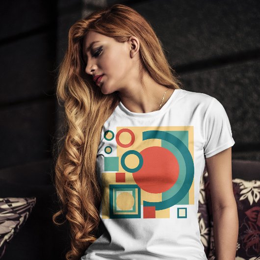 レトロ幾何リソグラフスタイル抽象デザイン Tシャツ