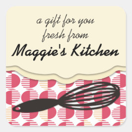 レトロ幾何学ウィスク料理ベーキングベーカリー スクエアシール