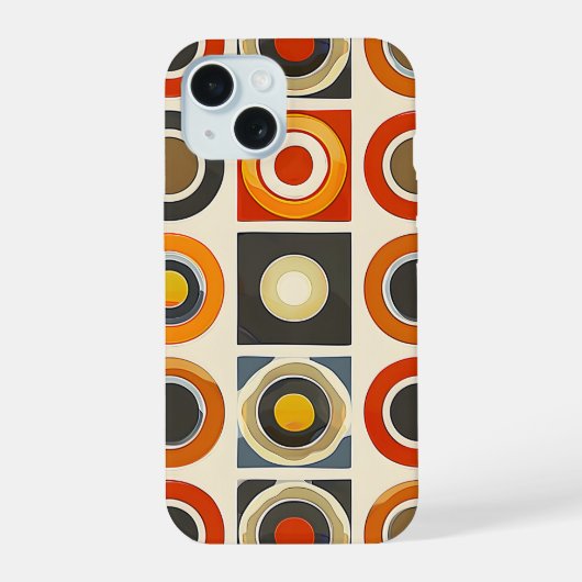 レトロ幾何学グリッド iPhone 15ケース (裏面)