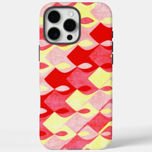 レトロ幾何学ダイヤモンド柄 赤+ピンク+黄 Case-Mate iPhoneケース (裏面)