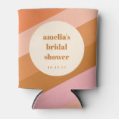 レトロ幾何学ピンクオレンジカスタム ブライダルシャワー 缶クーラー (正面)