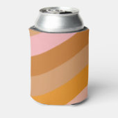 レトロ幾何学ピンクオレンジカスタム ブライダルシャワー 缶クーラー (缶裏面)