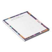 レトロ幾何学ミッドセンチュリーシェイプアートパープル名 ノートパッド (アングル)