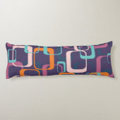 レトロ幾何学ミッドセンチュリーシェイプアートパープル ボディピロー (裏面)