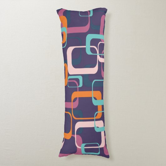 レトロ幾何学ミッドセンチュリーシェイプアートパープル ボディピロー (正面縦)