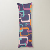 レトロ幾何学ミッドセンチュリーシェイプアートパープル ボディピロー (裏面 (縦))