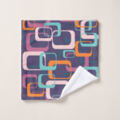 レトロ幾何学中世紀の形状アトミック・パープル バスタオルセット (ウォッシュタオル)