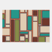 レトロ幾何学中世紀パタモダンーン ラッピングペーパーシート (正面2)