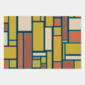 レトロ幾何学中世紀パタモダンーン ラッピングペーパーシート (正面)