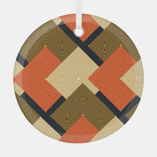 レトロ幾何学二乗：ヴィンテージパターン。 ガラスオーナメント (正面)