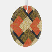 レトロ幾何学二乗：ヴィンテージパターン。 ガラスオーナメント (正面右)