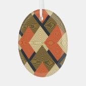レトロ幾何学二乗：ヴィンテージパターン。 ガラスオーナメント (正面左)