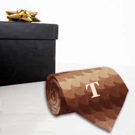 レトロ幾何学円ブラウンモノグラム ネクタイ