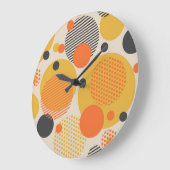 レトロ幾何学円: 60sヴィンテージ ラージ壁時計 (傾斜)