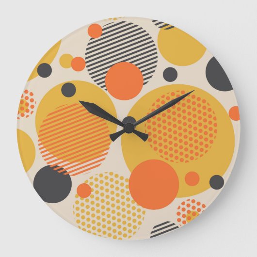 レトロ幾何学円: 60sヴィンテージ ラージ壁時計 (正面)