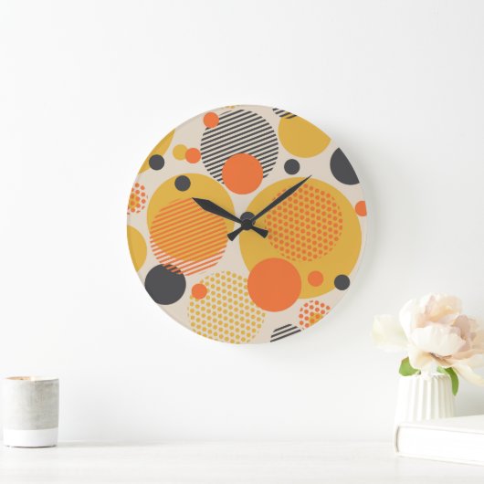 レトロ幾何学円: 60sヴィンテージ ラージ壁時計 (ホーム)