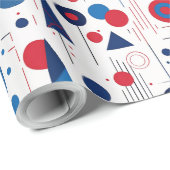 レトロ幾何学抽象パターン#9 ネイビー レッド ID1067 ラッピングペーパー (ロールコーナー)