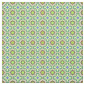 レトロ幾何学模様の緑と青 ファブリック (見本)
