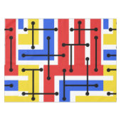 レトロ幾何学模様の迷路の原色 テーブルクロス (正面(横))