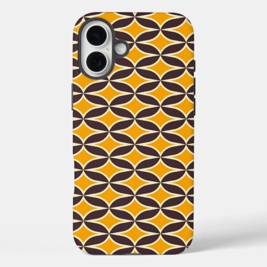 レトロ幾何学模様の黄色と茶色の葉 Case-Mate iPhoneケース (裏面)