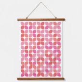 レトロ幾何学模様コーラルオレンジピンク 吊り下げ型タペストリー (正面)