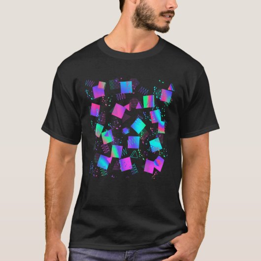 レトロ幾何学模様80s 90sギフトメンフィススタイル tシャツ (正面)