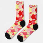 レトロ幾何学模様（赤、ピンク、黄） ソックス (左)
