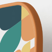 レトロ幾何学模様（黄色と緑） ピックルボールラケット (左詳細)