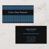 レトロ幾何学正方形の名刺、ライトブルー 名刺 (正面/裏面)