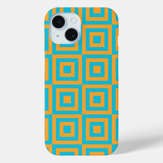 レトロ幾何学的なスクエアパターン - 大胆なオレンジ Case-Mate iPhoneケース (裏面)