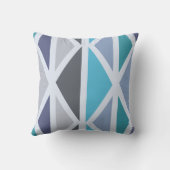 レトロ幾何学的な三角形のターコイズグレー クッション (裏面)