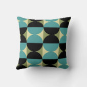 レトロ幾何学的な半正方形と円パターン クッション (裏面)