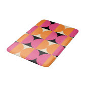 レトロ幾何学的な半正方形と円パターン バスマット (アングル)