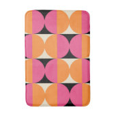 レトロ幾何学的な半正方形と円パターン バスマット (正面縦)