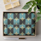 レトロ幾何学的な半正方形と円パターン 薄葉紙 (ギフト)