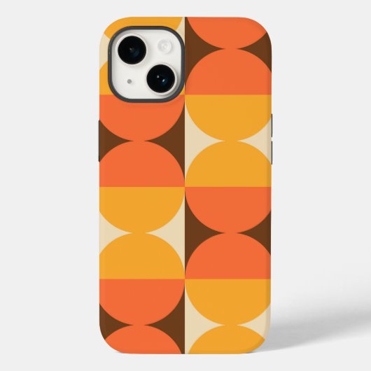 レトロ幾何学的な半正方形と円パターン Case-Mate iPhoneケース (裏面)