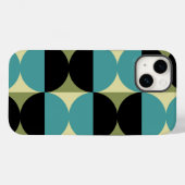 レトロ幾何学的な半正方形と円パターン Case-Mate iPhoneケース (裏面 (横))