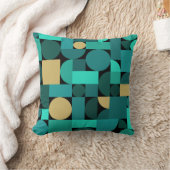 レトロ幾何学的アートティール（緑がかった色）金ゴールド クッション (ブランケット)