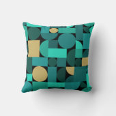 レトロ幾何学的アートティール（緑がかった色）金ゴールド クッション (裏面)