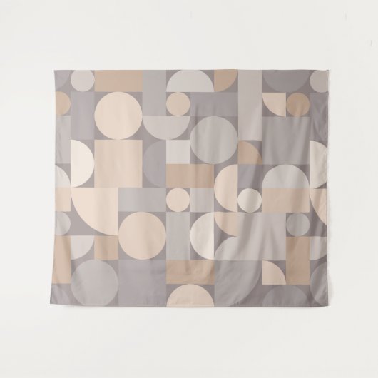 レトロ幾何学的アートトゥープ タペストリー (正面(横))