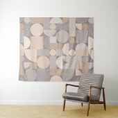 レトロ幾何学的アートトゥープ タペストリー (インサイチュ(横))