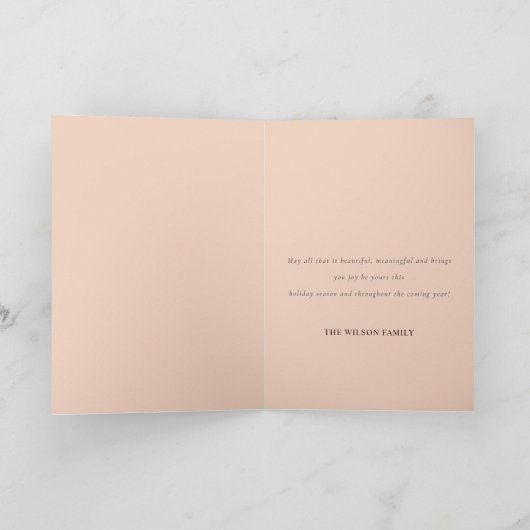 レトロ幾何学的クリスマスツリーイエローフォレストグリーン シーズンカード (内部)