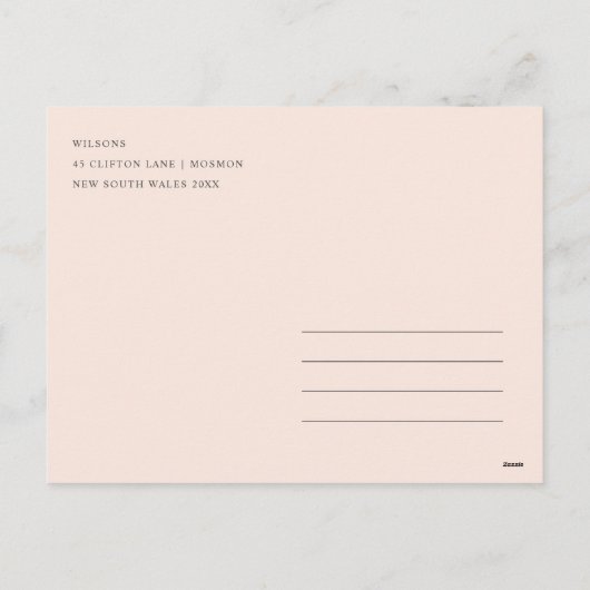 レトロ幾何学的クリスマスツリーイエローフォレストグリーン シーズンポストカード (裏面)