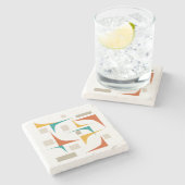 レトロ幾何学的コーナーミッドセンチュリーモダン ストーンコースター (横)