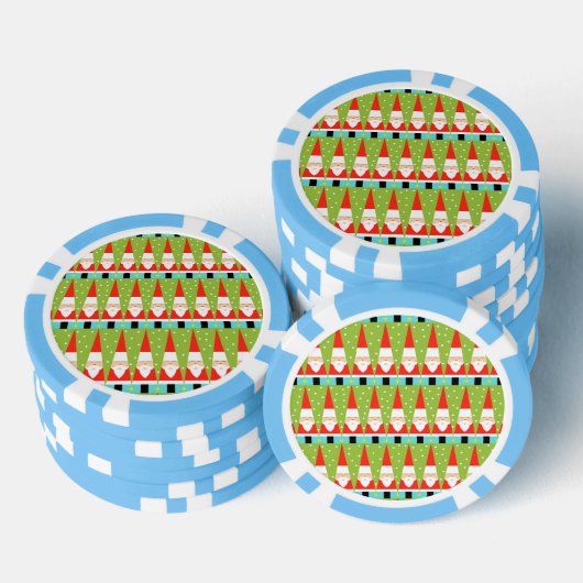 レトロ幾何学的サンタトランプのポーカーチップ ポーカーチップ (積み重ね)